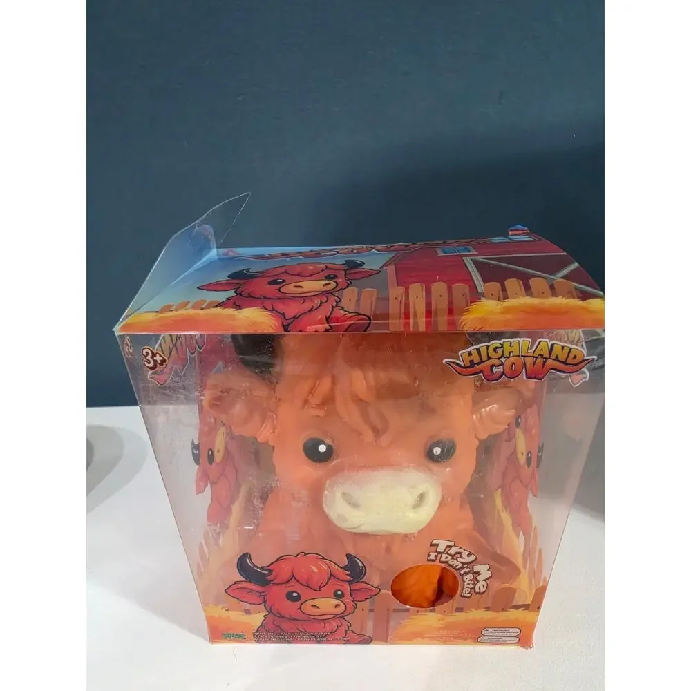 Highland Cow Squishy Squeeze Sensory Toy Orange NEW IN BOX